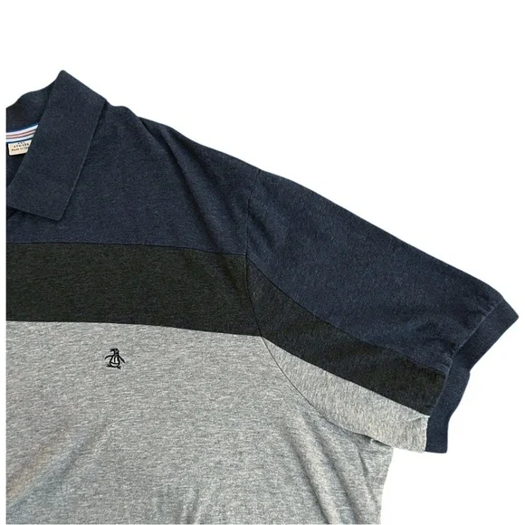 Original Penguin Men's Clean Lines Navy and Heather Gray Polo Shirt Size 4XL - Picture 3 of 9